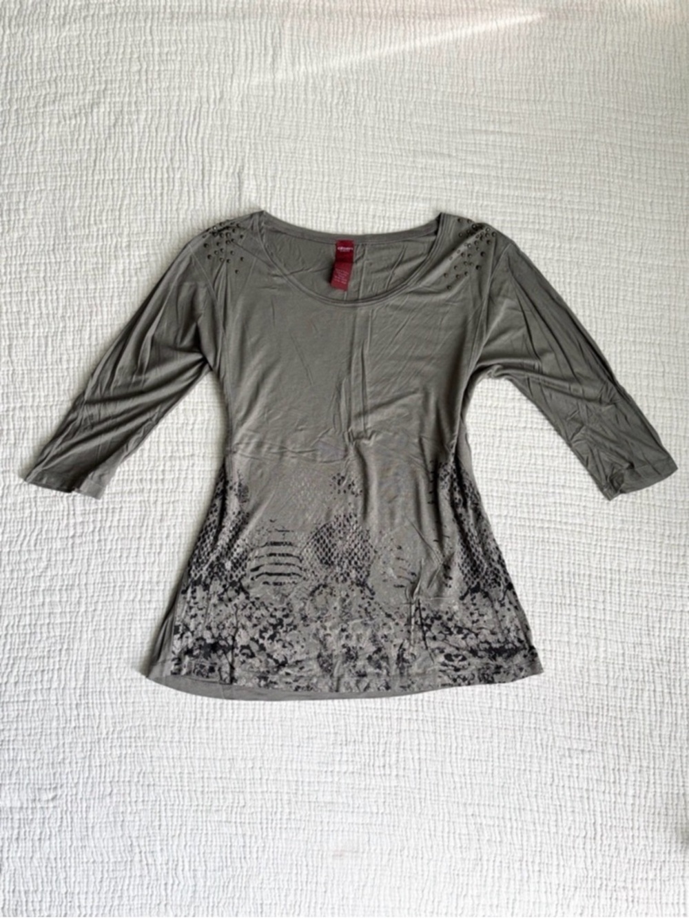 Olsen Europe green boho fairy studded top